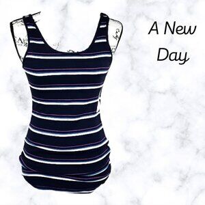 A New Day Basic Tank Top Womens Essential Navy Purple Stripe Tank Top